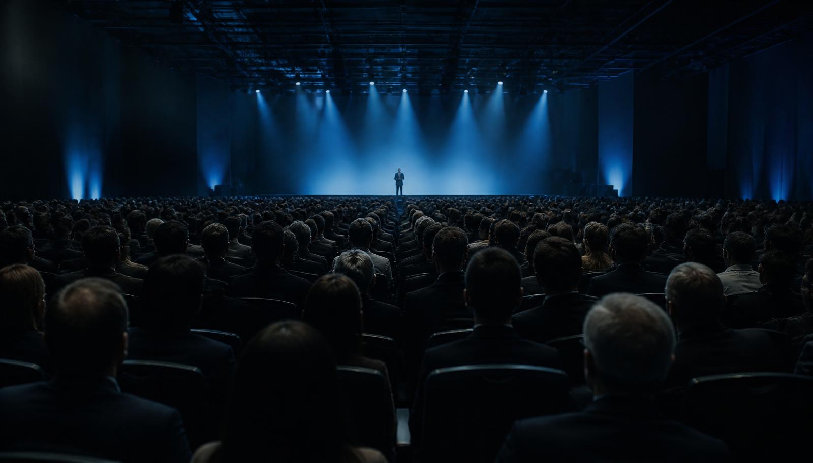 Lydia Kinsella on stage in front of a full auditorium