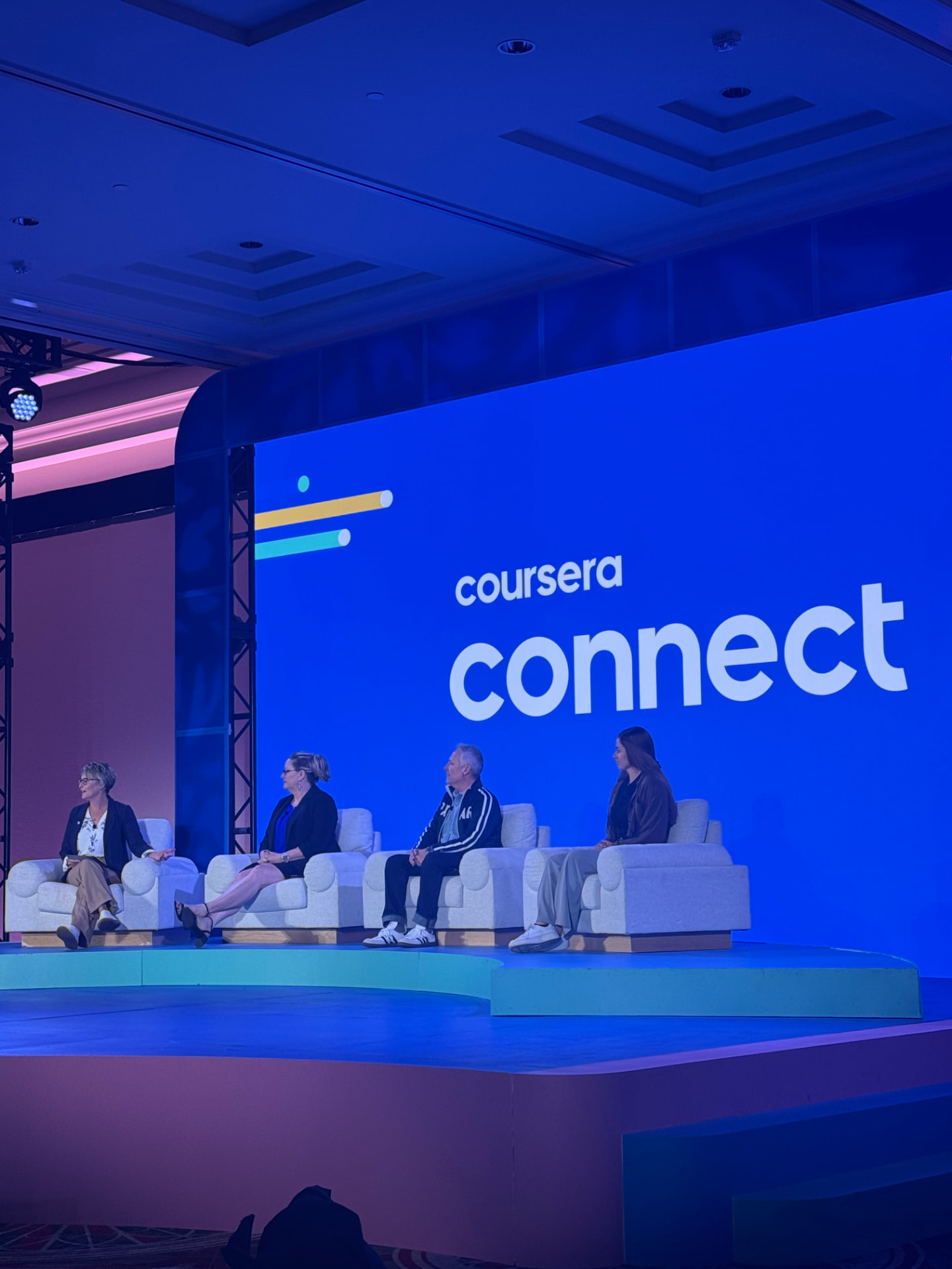 Lydia Kinsella on stage at a Coursera panel